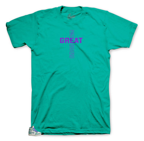 the sneaker Jordan 1 turbo green matches shirts designed to match turbo green Jordan 1s