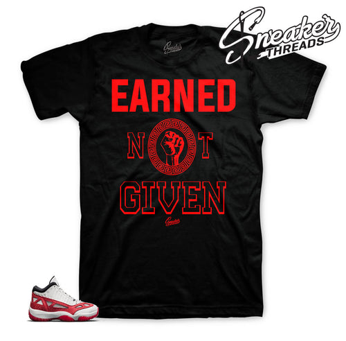 Official matching Jordan 11 IE fire red shirts and clothing.