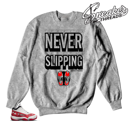 Jordan 11 IE fire red sweatshirts match retro 11s shoes..