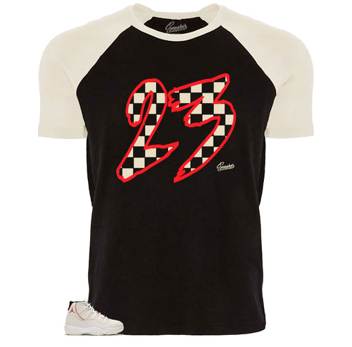Jordan 11 Platinum tint baseball checkered tee