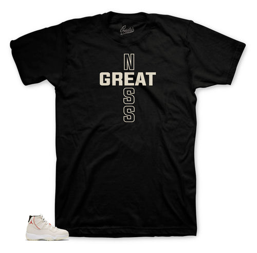 Jordan 11 platinum tint sneaker tees match retro 11 shoes.