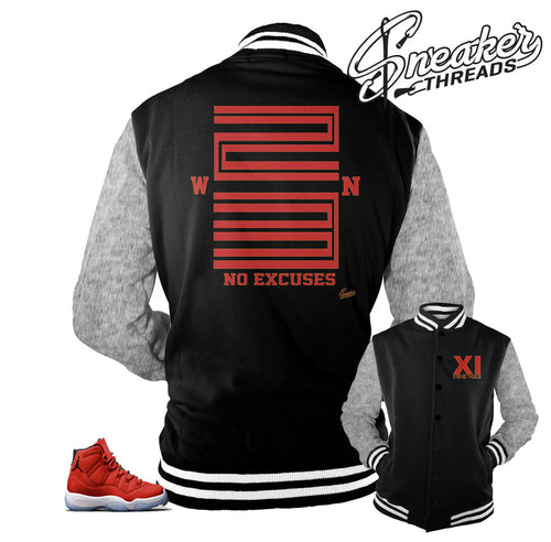 Varsity jackets match Jordan 11 win like 96 shoes.