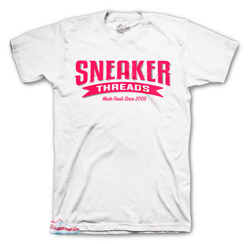 Sneaker threads tees to match Jordan 11 Low Snakeskin pink