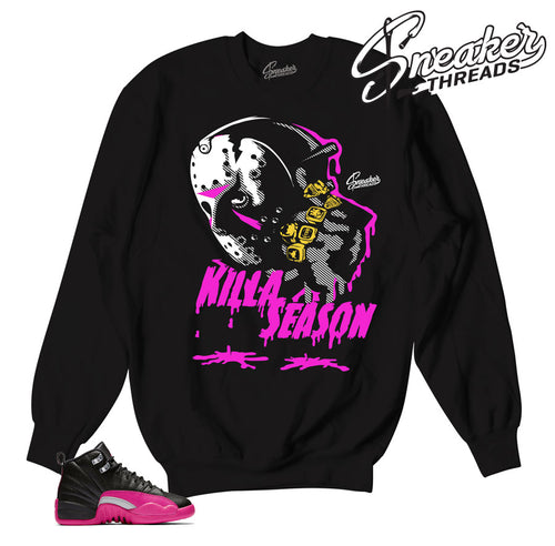 Jordan 12 deadly pink sweaters match retro 12 shoes.