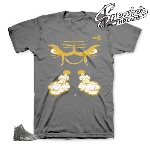Dark grey Jordan 12 shirt match wolf grey sneaker tees.