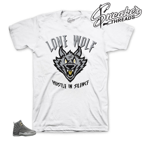 Jordan 12 wolf grey shirts match dark grey 12 shoes.
