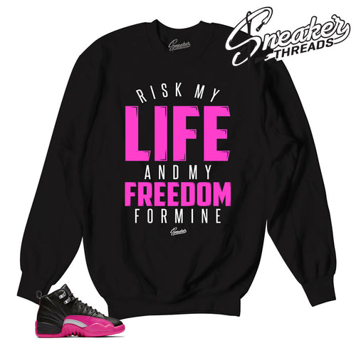 Jordan 12 deadly pink sweaters match black pink retro 12's.