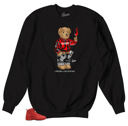 Jordan 12 gym red black friday sneaker sweaters match bulls 12 shoes.