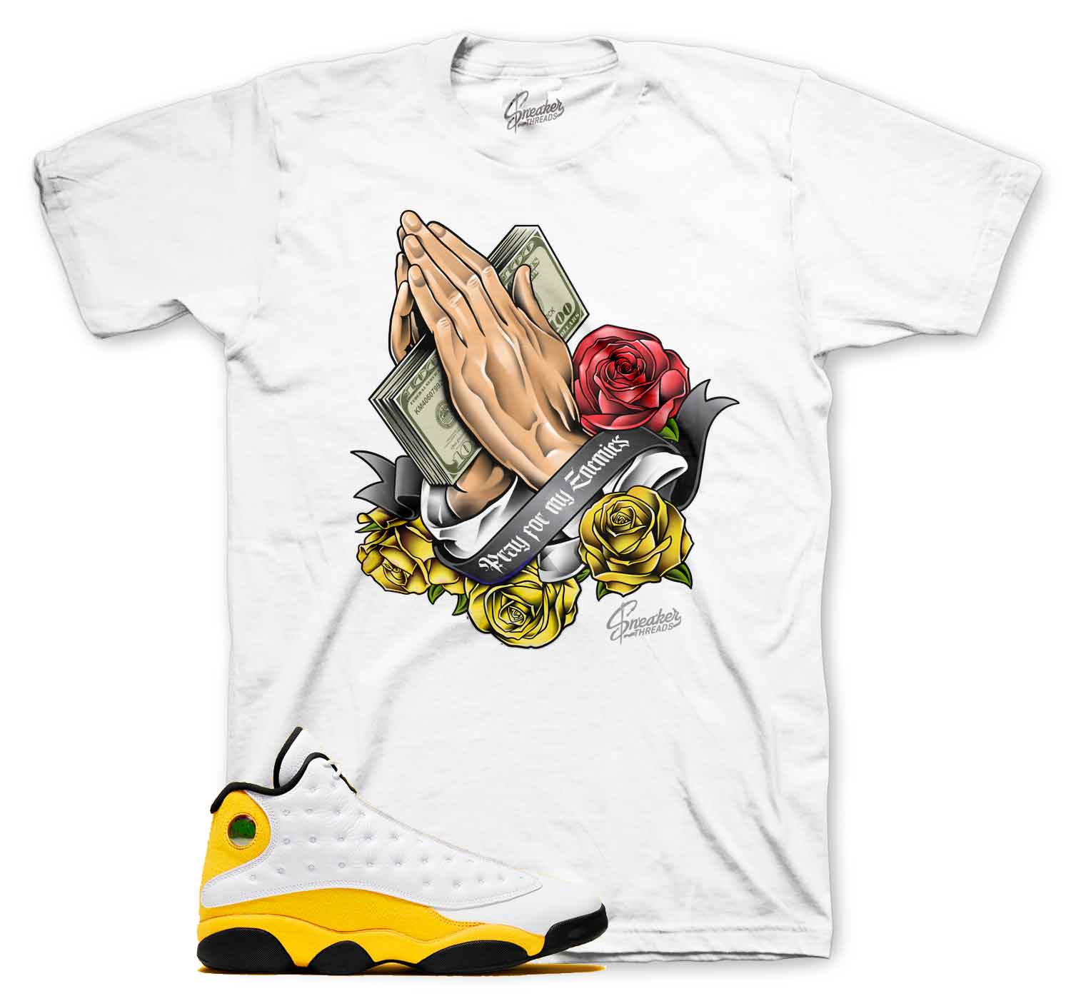 Jordan 13 del sol sneaker tees and matching yellow outfits for AJ13