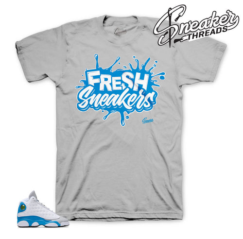 Shirts match Jordan 13 blue italy shoes. Official sneaker clothing.