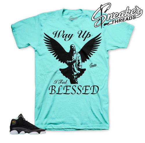 Jordan 13 mint foam shirt match retro 13 mint shoes.