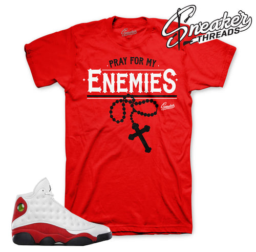 Jordan 13 OG chicago tees match cherry red 13's shirts.
