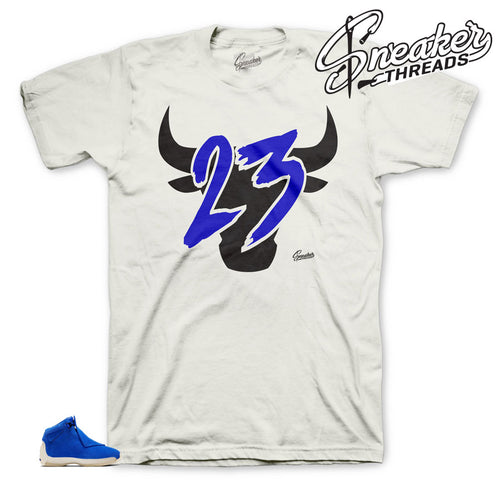 Jordan 18 Blue Suede toro shirt