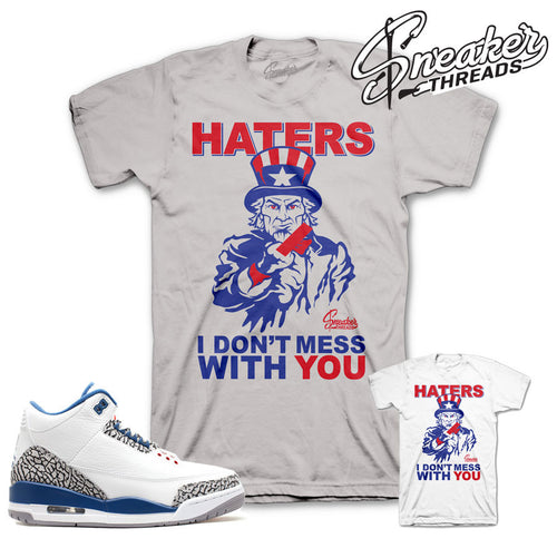 Tees match jordan 3 true blue OG retro 3 shirts.