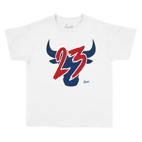Kids sneaker Jordan 4 fiba collection has matching kids tees designed to match perfectly with the Jordan 4 fiba kids sneakers