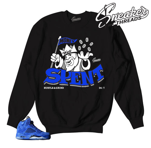 Jordan 5 blue suede sweaters match retro 5 crewnecks.