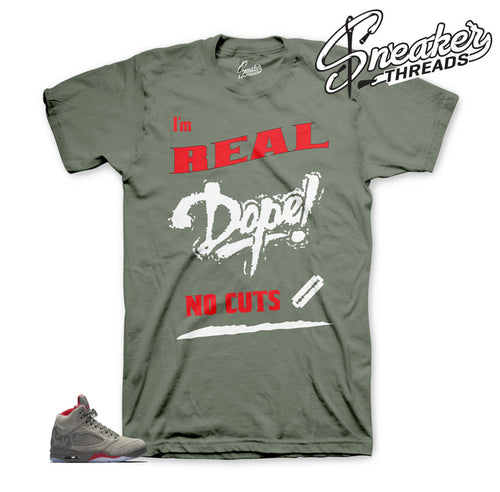 Camo Jordan 5 shirts match retro 5's dark stucco tees.