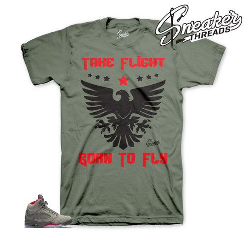 Jordan 5 camo tees match retro 5 dark stucco sneaker tees.