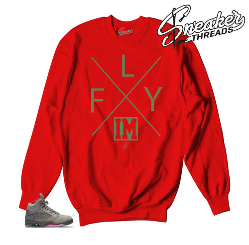 Jordan 5 Camo sweaters match retro 5 take flight crews.