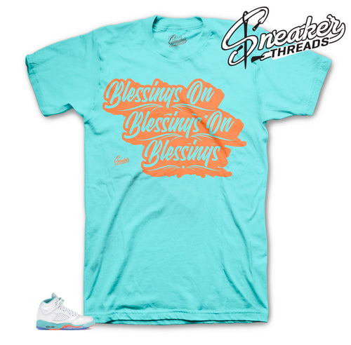 Jordan 5 Light Aqua Blessings matching tee