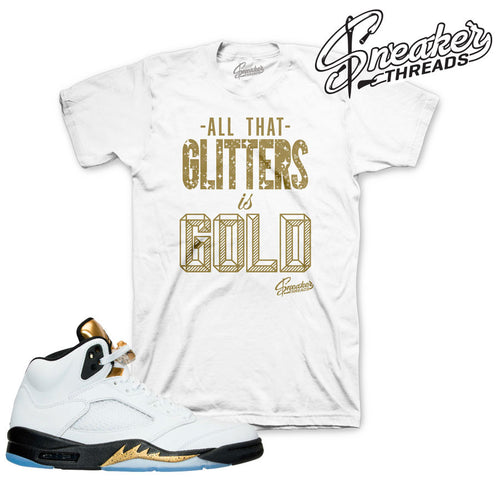Jordan 5 olympic gold tees match retro 5 olympic sneaker tees.