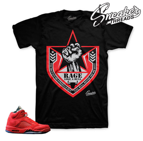 Red suede Jordan 5 shirt match retro 5's sneaker tees.