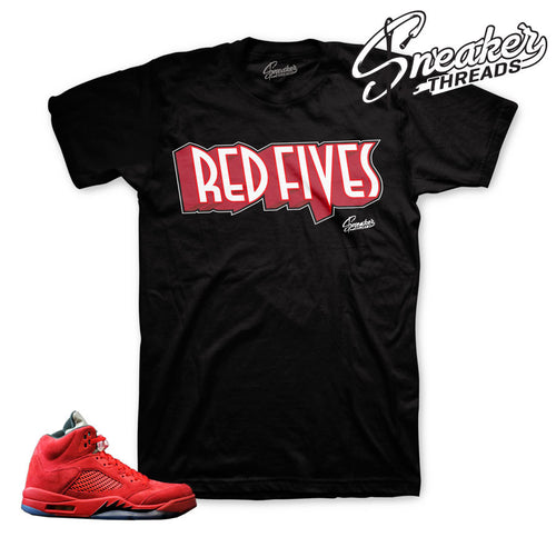 Red suede Jordan 5 t shirts match retro 5's sneaker tees.