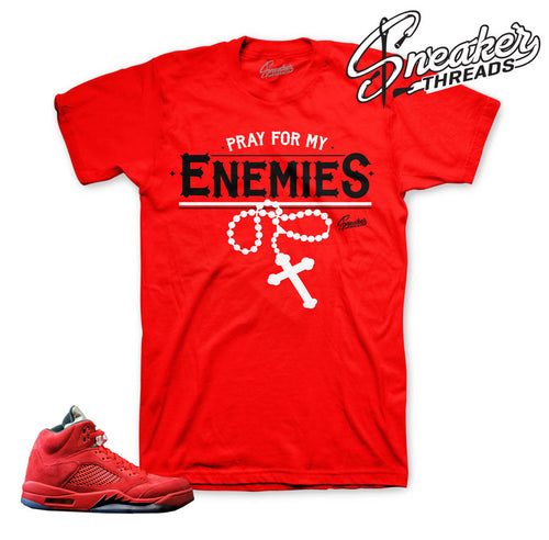 Jordan 5 red suede tees match retro 5's fire red shirts.