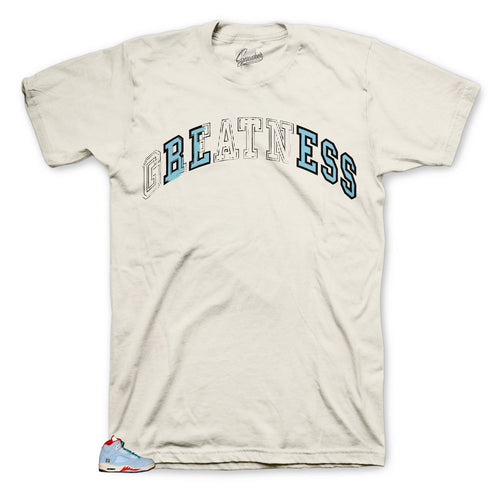 Retro Jordan 5 ice blue trophy sneakers has matching tees made to match perfectly