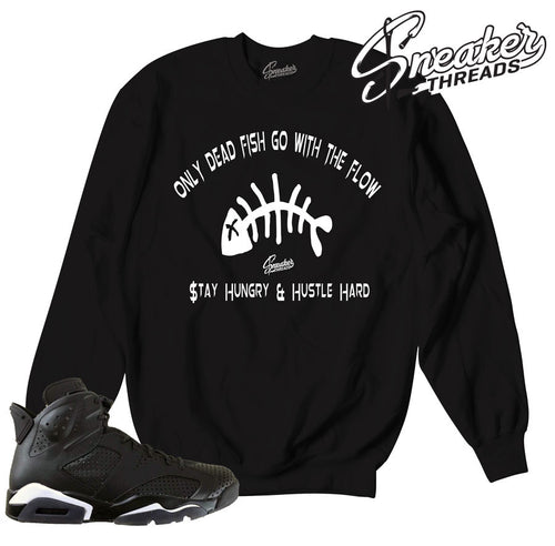 Jordan 6 black cat sweaters match retro 6 black cat crewneck.