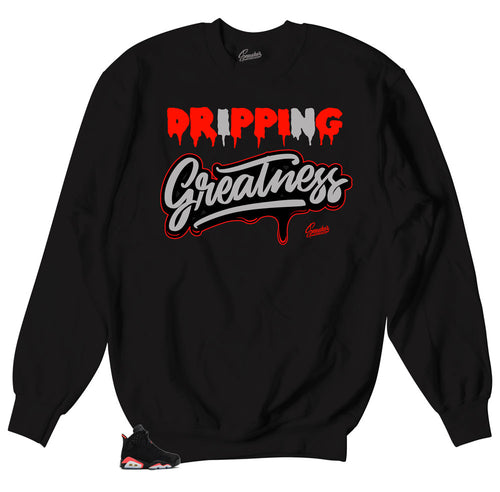 Jordan 6 retro sneaker infrared matches sweater designed to match Jordan 6 retro sneakers
