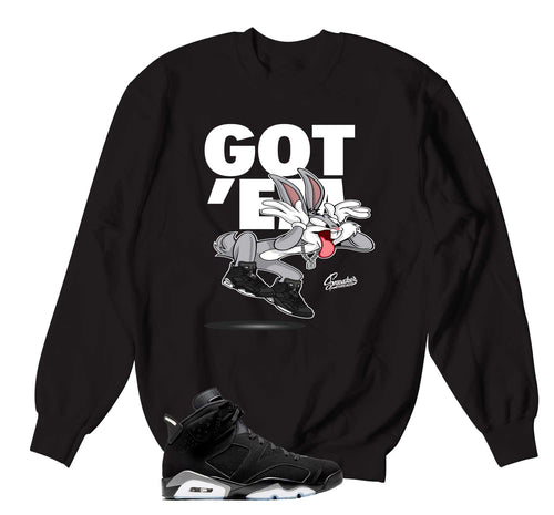 Retro 6 Metallic Silver Copped Em Sweater