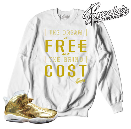 Sweaters match Jordan 6 pinnacle gold retro 6 sneaker crews.