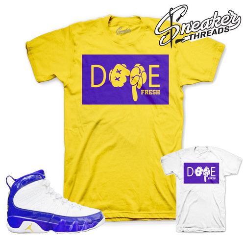 Jordan 9 lakers shirts match retro 9 lakers tees.
