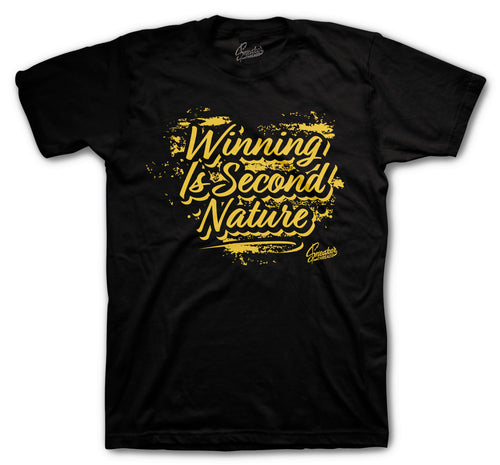 Shirts for guys matching with mens Jordan 1 black gold sneakers 