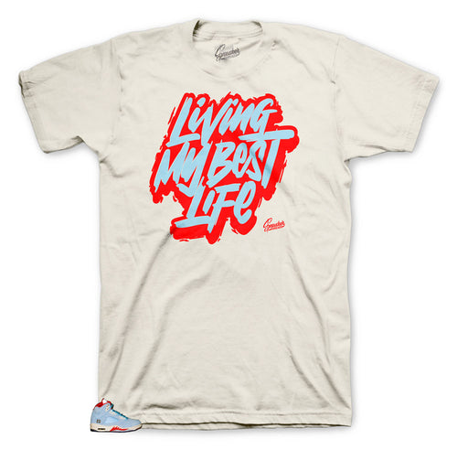 tees made to match perfectly with retro Jordan 5 ice blue sneakers