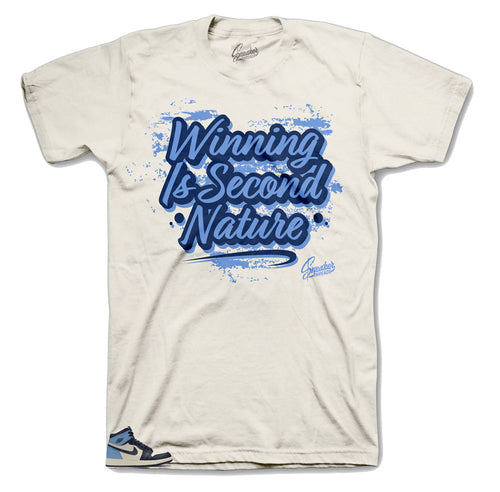 Jordan 1 UNC Obsidian sneakers have matching tees made to match perfectly with the Jordan unc obsidian shoes