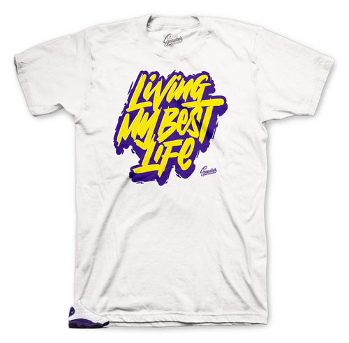 Sneaker Jordan 13 Lakers has matching tee collections made to match the Jordan 13 laker sneakers