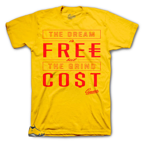 Yellow Ferrari Jordan 14 sneaker collection matches shirts designed to match perfectly