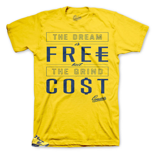 Michigan JOrdan 5s have matching tees created to match the Jordan 5 sneakeers