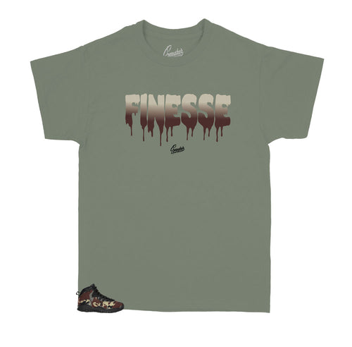 Camo woodland kids Jordan 10 sneakers have matching kids t shirts designed to match perfectly 