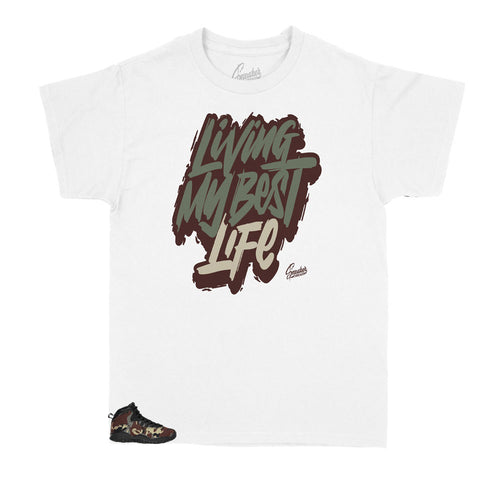 Kids Jordan 10 woodland camo has matching Kids tees made to match perfectly with the Jordan 10 