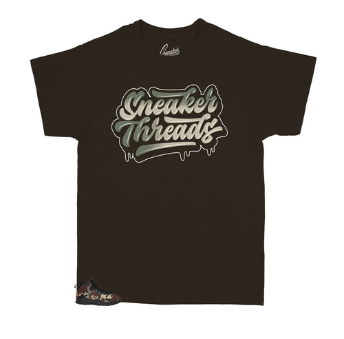 Kids tees designed to match perfectly with the Jordan 10 woodland camo kids sneakers