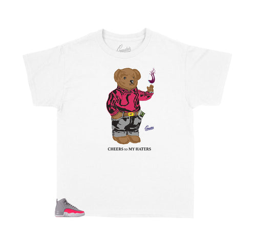 Kids sneaker tees match Jordan 12 racer pink shoes perfectly.