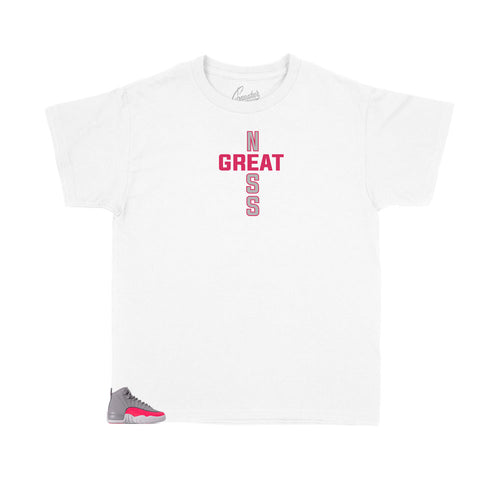 Jordan 12 Racer pink kids shoes matches kids shirts made to match the Jordan 12 racer pink sneakers