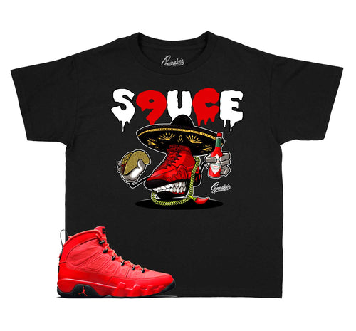 jordan 9 chile red sneaker tees
