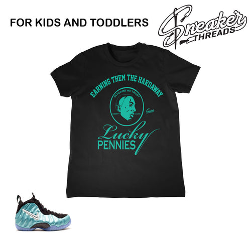 Kids foamposite island green shirts match | Kids foam shirts.