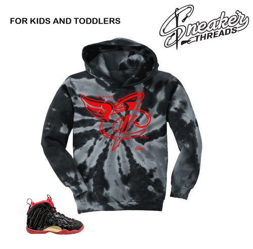 Kids Vamposite hoody match foam dracula lil posite sneakers.