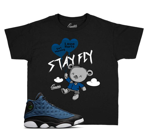 Kids jordan 13 brave blue navy sneaker tees