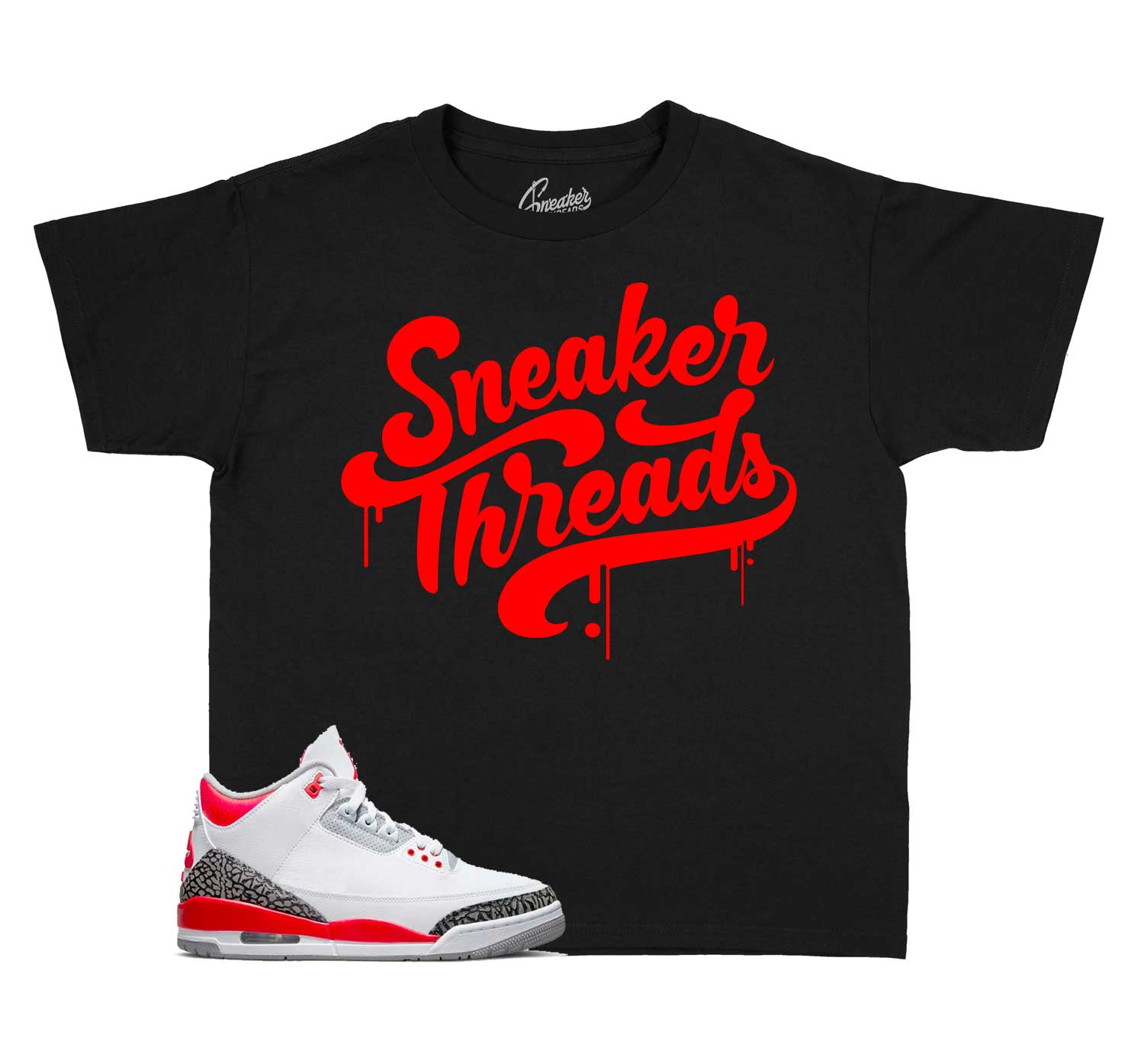 Kids Jordan 3 fire red Sneaker Tees outfits ST Drip Design